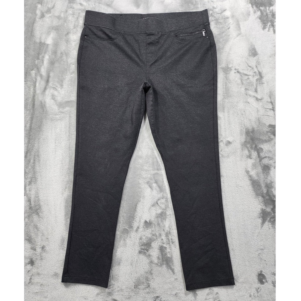 DKNY JEANS Ponte Jegging Pants Womens XL Gray Geometric Skinny‎ Stretch Pull On